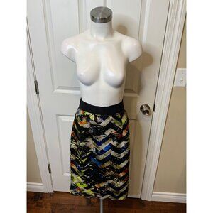 Milly Black Zig Zag Media Print Pencil Straight Skirt, Size 10